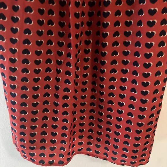 KENAR red black hearts round neck pleated sleeveless top S - Picture 3 of 7